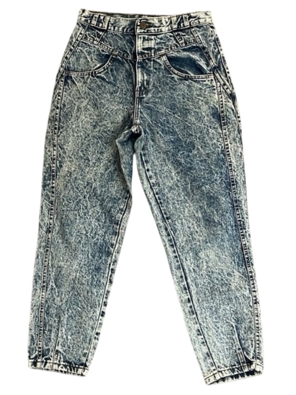 Vintage 80s Chic Acid Wash Mom Jeans USA High Rise Tapered 12P 26x26